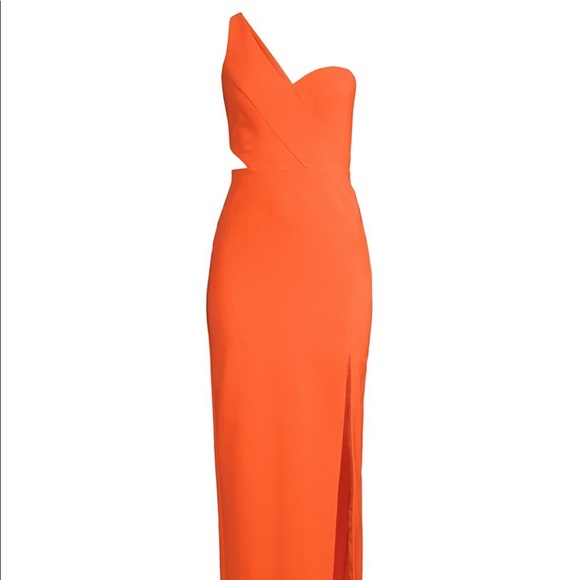Aidan by Aidan Mattox orange cutout column gown - Picture 2 of 14